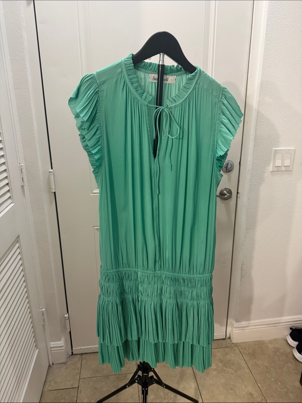 Elegant Teal Pleated Dress